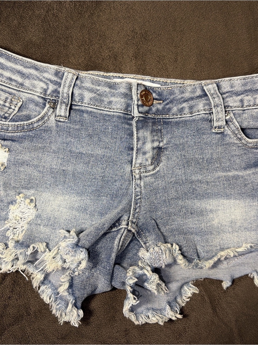 YMI Light Wash Distressed Denim Cutoff Shorts